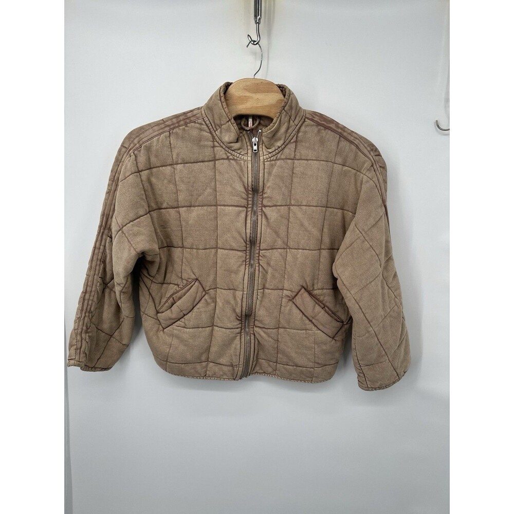 Rare Free People Quilted Dolman Knit Jacket Toasted Coconut Mushroom M oversize - Picture 3 of 13